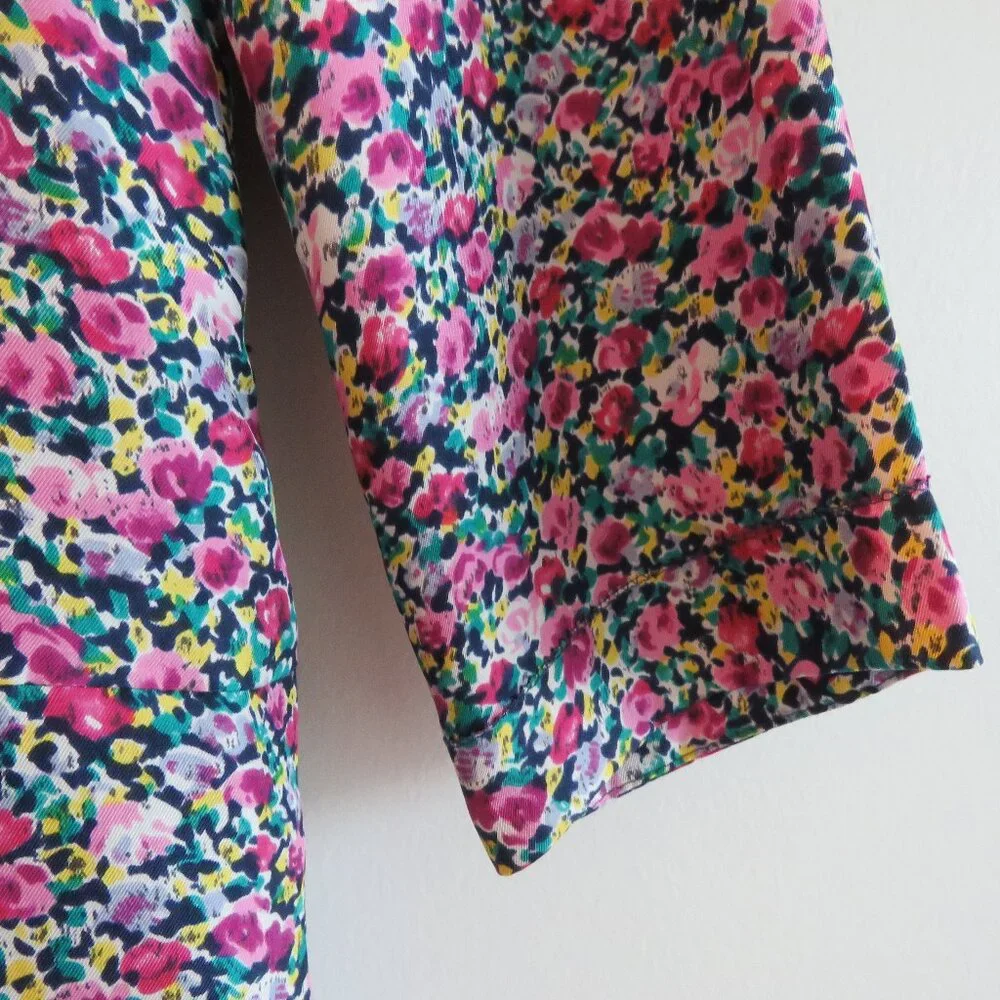 DRAWER JAPAN 100% Silk Ditsy Floral Pink Purple Shift Dress - Size 38 / Medium - Picture 4 of 16